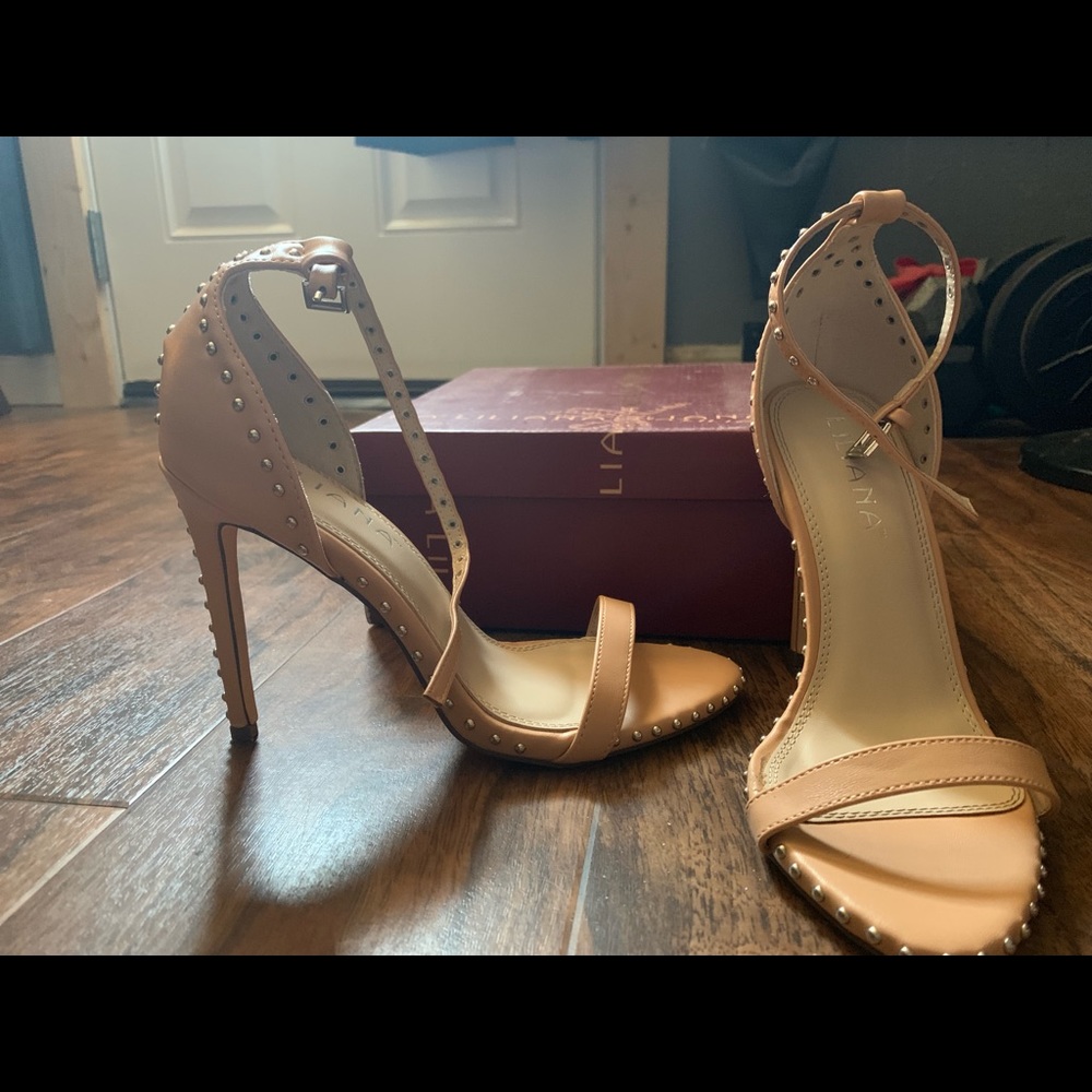 Nude studded heels